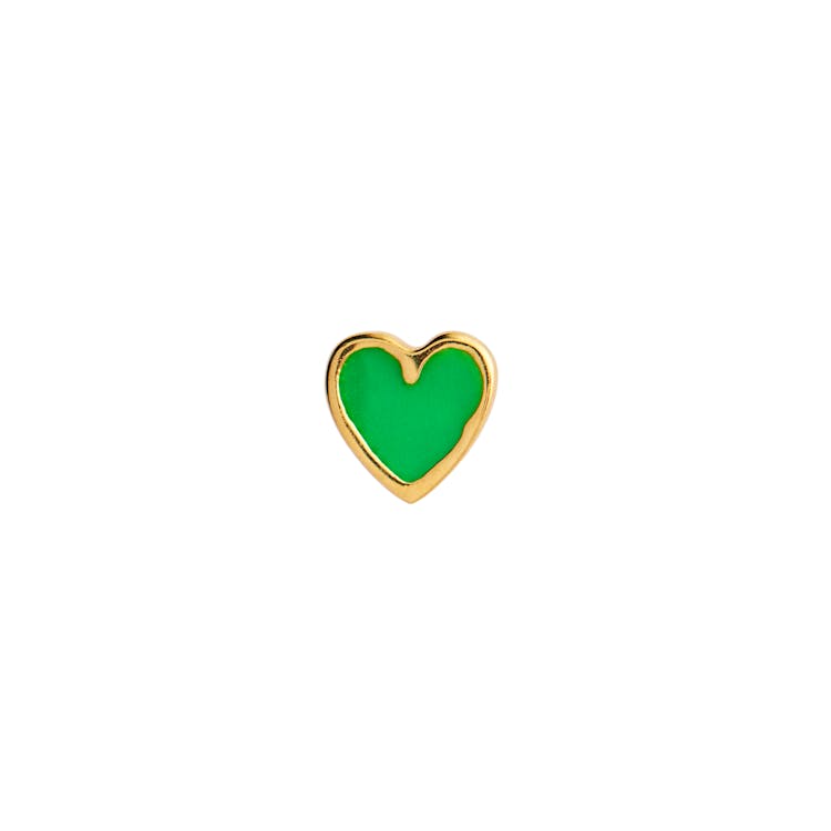 STINE A Jewelry Petit Love Heart Grass Green Enamel Earring — Örhängen